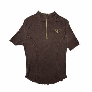 Prada Short Sleeve Top with Gold Zip size 40 equivalent to a 4